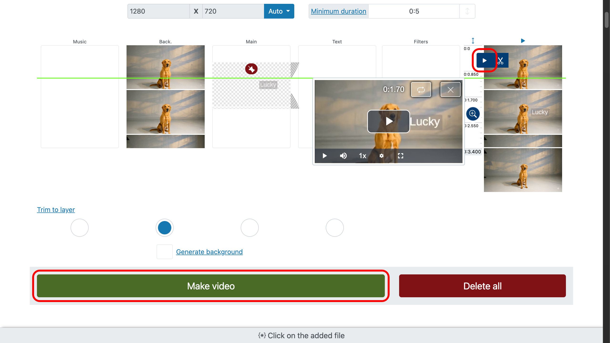 Añadir texto al vídeo: vista previa y creación