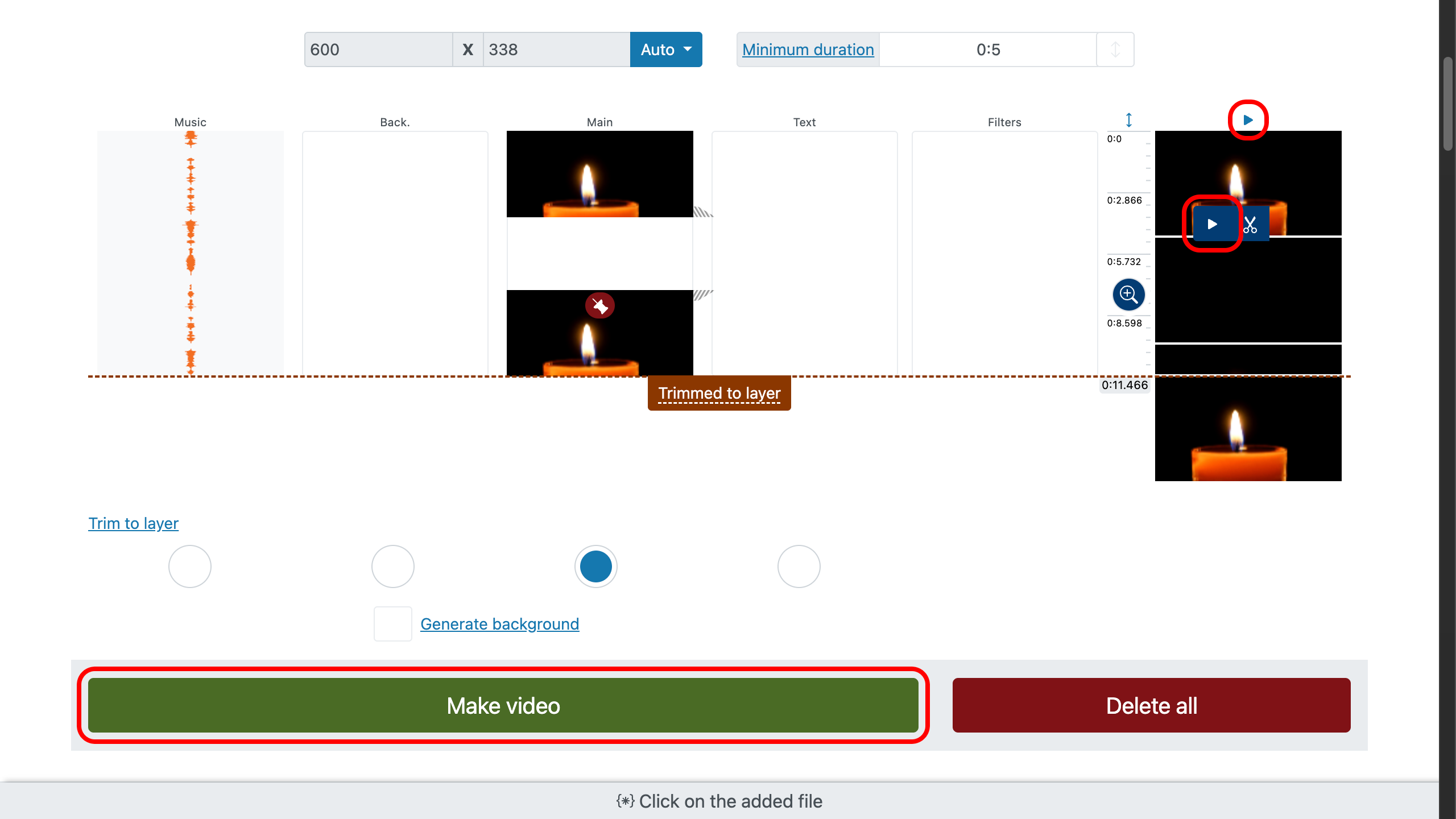 Añadir música a gif - previsualizar y crear video