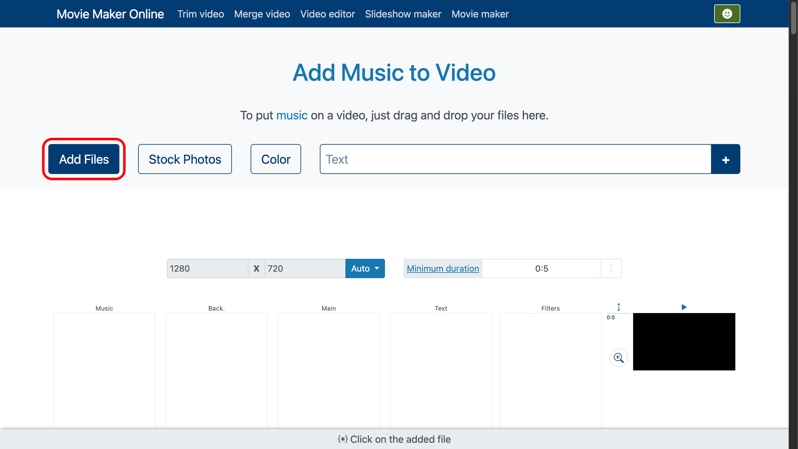 Añadir música al video - subir archivos