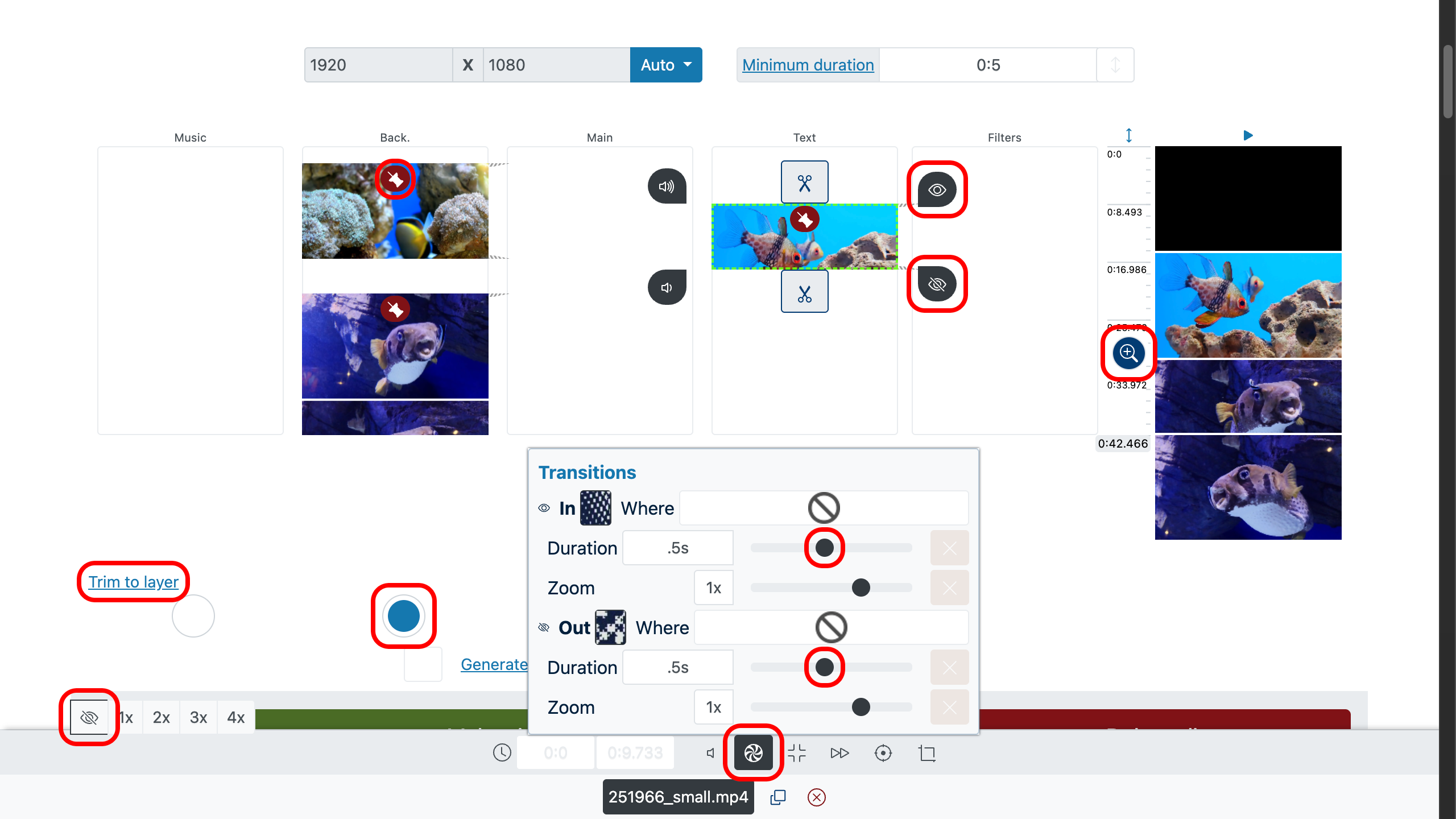 Configurar transiciones para unir video